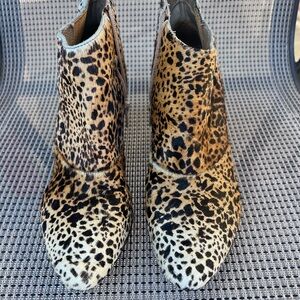 Matisse Leopard Print Ankle Booties in Black and Tan